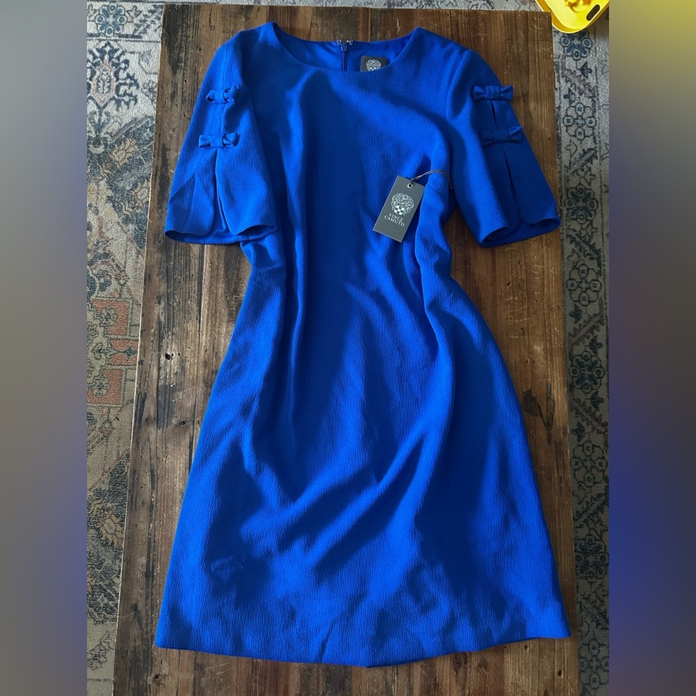 Vince Camuto Bow-Sleeve Royal Blue Women's Dress